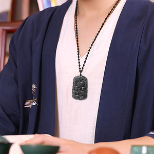 Подвеска-карго из натурального бирманского нефрита с черной косточкой, курица, порода, дракон, Марка коулуна, оградитель зодиака, дракон, Нефритовый Кулон - Product Image 2