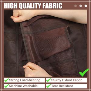 40 Pocket Over The Door <b>Shoe</b> Organizer Brown Mesh Hanging Rack For Closet Storage Foldable <b>Hook</b> Type - Product Image 5