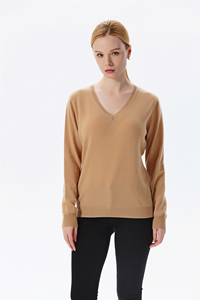 Pull en cachemire 100% pour femmes, col en V, manches longues, pull minimaliste uni, tricoté à la machine, vêtements d'hiver - Product Image 5