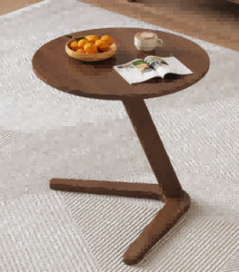 Table basse ronde en bois moderne, design mid-century, meubles de salon, base en bois massif durable - Product Image 3