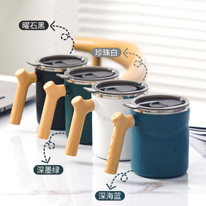 แก้วมัคหูจับลายไม้ สแตนเลส 316 เก็บอุณหภูมิ ทรงกลม สีฟ้าเข้ม สีเขียวเข้ม สีดำออบซิเดียน สีขาวมุกดำ - Product Image 1