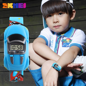 Skmei Cartoon Car Childrens Electronic Watch Digital Display Yellow PVC Strap Unisex Toy Gift Watch - Product Image 3