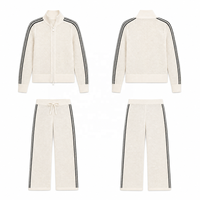 Ensemble deux pièces en maille pour femme : cardigan zippé à col montant et pantalon large – Vêtements de créateur pour le printemps