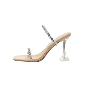 Sandales d'été pour femme en cuir véritable, à talon aiguille, bout pointu, brodées et perlées, avec bride de cheville, style créateur, sexy et intemporel - Product Image 1