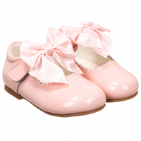 Chaussures Mary Jane roses brillantes pour enfants avec nœud, respirantes et antidérapantes, pour occasions formelles