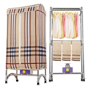Secador de roupas elétrico dobrável com arco duplo, máquina oxford portátil com tampa de pano, aquecedor de 1000 W, secador de roupas para uso doméstico