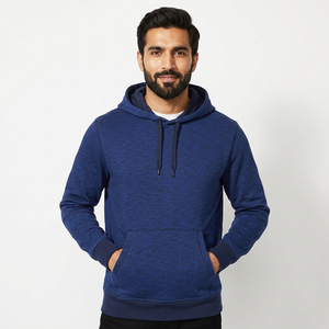 Basics Winter Sudadera de hombre 100% algodón de gramaje alto, estilo velour, con media cremallera, oversize, streetwear, con lavado vintage y ácido, lisa, con hombro caído - Product Image 1