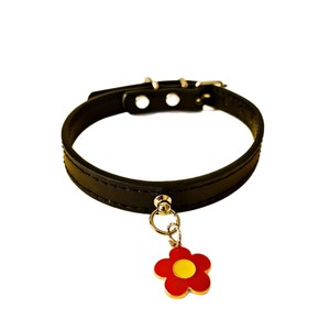 Collier pour animaux de compagnie à fleurs, en cuir PU souple, réglable, pour petits chiens et chats, avec pendentif, charme fleur verte - Product Image 5