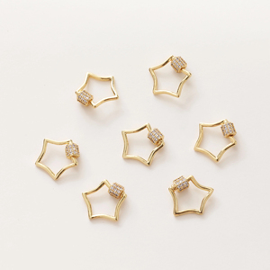 Fermoirs à vis étoile dorée en zircon cubique, minimalistes, en argent sterling 925, pour la fabrication de colliers et bracelets - Product Image 2