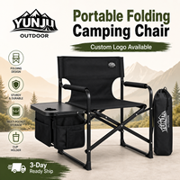 Chaise de camping pliable YUNJU OUTDOOR avec logo personnalisé, table latérale et porte-gobelet