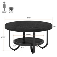 Tribesigns Mesa de Centro Redonda de 31.1 Pulgadas, 2 Niveles con Estante de Almacenamiento, Patas de Metal Curvadas, Mesa Auxiliar para Sala de Estar Pequeña
