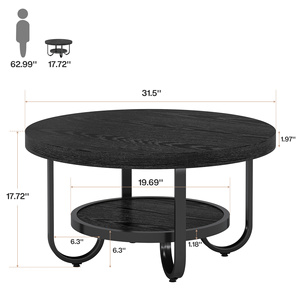 Tribesigns Mesa de Centro Redonda de 31.1 Pulgadas, 2 Niveles con Estante de Almacenamiento, Patas de Metal Curvadas, Mesa Auxiliar para Sala de Estar Pequeña - Product Image 6