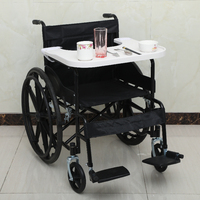 Produit de centre de soins supérieur, ABS solide, plateau de table de fauteuil roulant facile à nettoyer et amovible avec porte-boisson pour le dîner