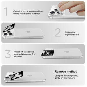 Protector de Lente de Cámara de Vidrio Templado 3D Transparente de Alta Claridad 9H de Aleación de Aluminio Personalizado OEM para iPhone 17 16 15 Pro Max - Product Image 3