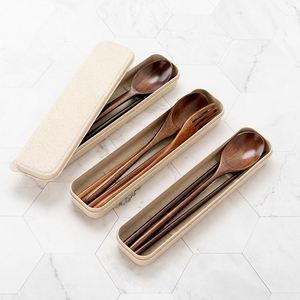 Juego de Cubiertos de Madera Reutilizables para Viajes al Aire Libre, con Estuche de Almacenamiento Ecológico, Venta al Por Mayor - Product Image 4