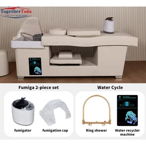 Chaise de lavage moderne pour hôtel, revêtement en cuir, structure en bois, réservoir d'eau portable, sans plomberie, écologique, durable, pour salon - Product Image 1