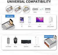 HotSale Adaptor OTG USB-C USB 3.1 10Gbps Bahan Aluminium Alloy 120W Pengisian Daya Cepat LED Kompatibel Laptop Ponsel Konverter Data