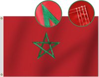 Drapeau marocain robuste 3x5 pieds plus longue durée Oxford Nylon brodé étoile linéaire à cinq branches drapeau marocain décoration bannière