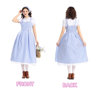 BAIGE Costume d'halloween pour adultes robe de princesse de ferme à carreaux bleus pour conte de fées scène jeu Performance aventures à Oz - Product Image 5