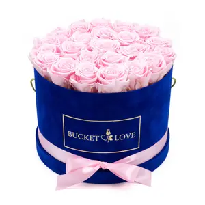 Фабричная роскошная круглая бархатная Цветочная упаковочная коробка с пользовательским логотипом