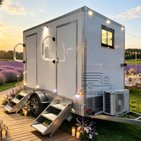 Remorque de toilettes mobiles temporaires à 2 cabines, de luxe VIP, pour extérieur, avec douche