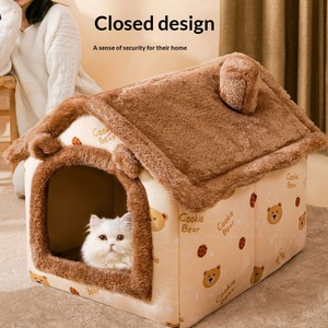 Villa <span class=keywords><strong>para</strong></span> Gatos <span class=keywords><strong>de</strong></span> Interior con Cama <span class=keywords><strong>de</strong></span> Felpa Cerrada, Linda Caseta <span class=keywords><strong>para</strong></span> Gatos en Forma <span class=keywords><strong>de</strong></span> Casa <span class=keywords><strong>para</strong></span> Sala <span class=keywords><strong>de</strong></span> Estar, Dormitorio y Área <span class=keywords><strong>de</strong></span> Descanso <span class=keywords><strong>para</strong></span> Mascotas - Product Image 3