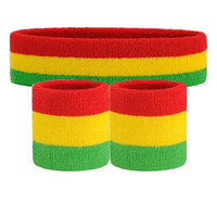 Ensemble de bandeaux et de bracelets en tissu éponge de qualité supérieure, absorbant la transpiration, élastiques, pour la gym et la course à pied