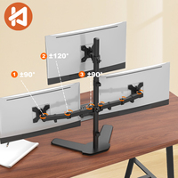 Bras triple pour moniteur KHCOOHOO OEM ODM, capacité de charge de 8 kg, mouvement complet ±90° °   Rotatif et ±45° °   Support d'écran inclinable pour ordinateur de bureau avec base