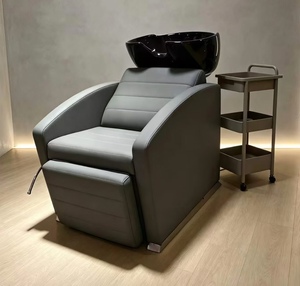 Muebles Modernos para Barbería, Lavabo de Cerámica Negro, Uso Hospitalario, Silla de Spa Reclinable Manual de Lujo para Lavado de Cabello - Product Image 1