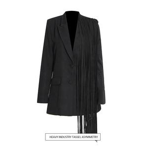 2025 nouveau Design industrie lourde à manches longues gland asymétrique automne col en v mince mi-long costume <span class=keywords><strong>Blazer</strong></span> femme 2023 - Product Image 1