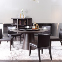 Table à manger ronde en bois de style italien minimaliste avec chaises, 8 places, pas d'assemblage requis, idéale pour les petits appartements