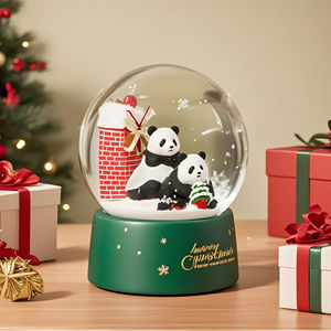Su misura 100mm di natale globo di neve-<span class=keywords><strong>Panda</strong></span> festivo e albero in resina scultura, regalo di alta qualità per le vacanze con neve vorticosa - Product Image 1