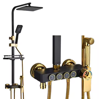 Ensemble de douche en laiton à poignée unique de luxe, mitigeur thermostatique à effet pluie poli, robinet mural, salles de bain d'appartements, hôtels, villas