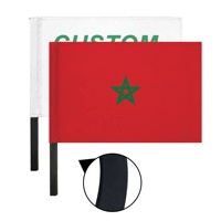 Drapeau du Maroc imprimé sur mesure OEM ODM 17,7x11,8 pouces avec poignée en EVA haute densité et mât flexible – Bannière pour supporters sportifs