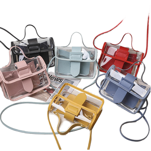 Borsa a Tracolla <span class=keywords><strong>Mini</strong></span> Classica da Donna in PVC Trasparente e Pelle PU, Collezione Estate 2025, Tinta Unita, Chiusura con Cerniera, Moda, 10x10x5cm, Fodera Wulibu - Product Image 1