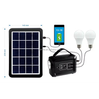 Kit d'éclairage solaire portable ELETREE avec panneau solaire 6V 3W, deux ampoules LED, lampe torche et chargeur USB