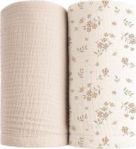 Lenzuola per culla in mussola per bambina 2 pezzi di cotone per bambini lenzuola per lettino Standard Set di lenzuola per lettino verde crema fiorire - Product Image 2
