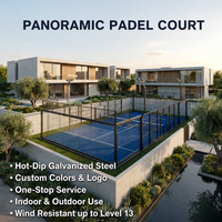 Terrain de padel panoramique standard FIP, arène en verre professionnelle, intérieur/extérieur, structure en acier galvanisé à chaud, équipement complet