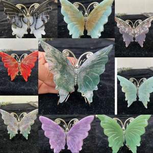 حجر طبيعي فراشة حرفية نحت أحجار كريمة كوارتز أجنحة كريستال للزينة أخرى - Product Image 2