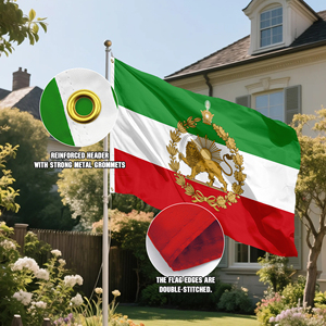 Bandera de Poliéster Impresa Digitalmente de Doble Cara, 90x150cm (3x5FT), con Diseño de León y Sol de Persia (Irán), Venta al por Mayor de Fábrica, para Promoción Electoral - Product Image 6