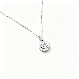 Collier pendentif halo en argent sterling 925 avec diamant de laboratoire pour femme, bijoux fins - Product Image 1