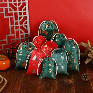 Sac cadeau en velours rouge recyclable, doux, avec feuille d'or, pour emballage de bonbons, décoratif pour Noël - Product Image 3