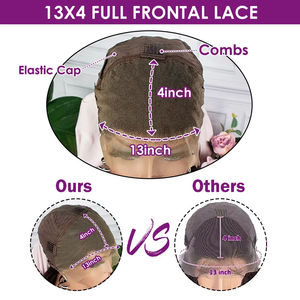 วิกผมบ๊อบสั้น 5x5 โปร่งใส  แบบมีเชือกผูกด้านหน้า  <span class=keywords><strong>ผม</strong></span>แท้เรมี่  ไฮไลท์สี 4/27  ขนาด 10-12 นิ้ว  ไม่ต้องใช้กาว  หนาแน่น 150% - Product Image 6