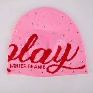 Bonnets d'hiver en tricot de haute qualité, personnalisés avec logo, jacquard, strass, vente en gros - Product Image 4