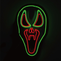 Masque de crâne effrayant en PVC lumineux LED pour Halloween, rechargeable, masque de cosplay effrayant pour les fêtes et les costumes