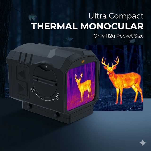 Thermal Monocular 256x192 12μm Mini Thermal Imaging Scope 13mm Lens Ultra Compact Infrared Thermal Camera for Outdoor