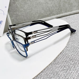새로운 패션 남여 공용 이탈리아 직사각형 중공 사원 안경 남성 금속 프레임 안경 안티 블루 라이트 차단 안경 - Product Image 5