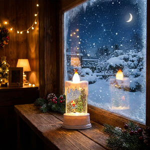Decorazioni Festive JN con Candele LED in Plastica, Babbo Natale, Albero di Natale, Pupazzo di Neve, Impermeabili IP44, a Batteria, per Interni ed Esterni - Product Image 3