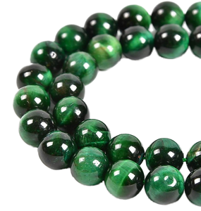 Oeil de tigre vert naturel rond perlé pierre lâche 44-46 <span class=keywords><strong>perles</strong></span> par brin pour la fabrication de bijoux à bricoler soi-même-traité thermiquement - Product Image 1
