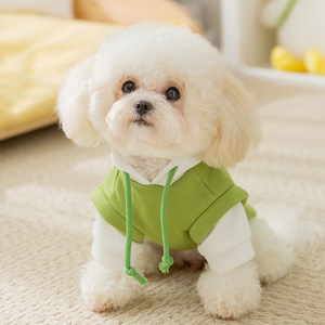 Cute Puppy Hoodie <b>For</b> <b>Small</b> <b>Dogs</b> Green Blue Red Polyester Pet <b>Clothes</b> Autumn Winter Wear - Product Image 2